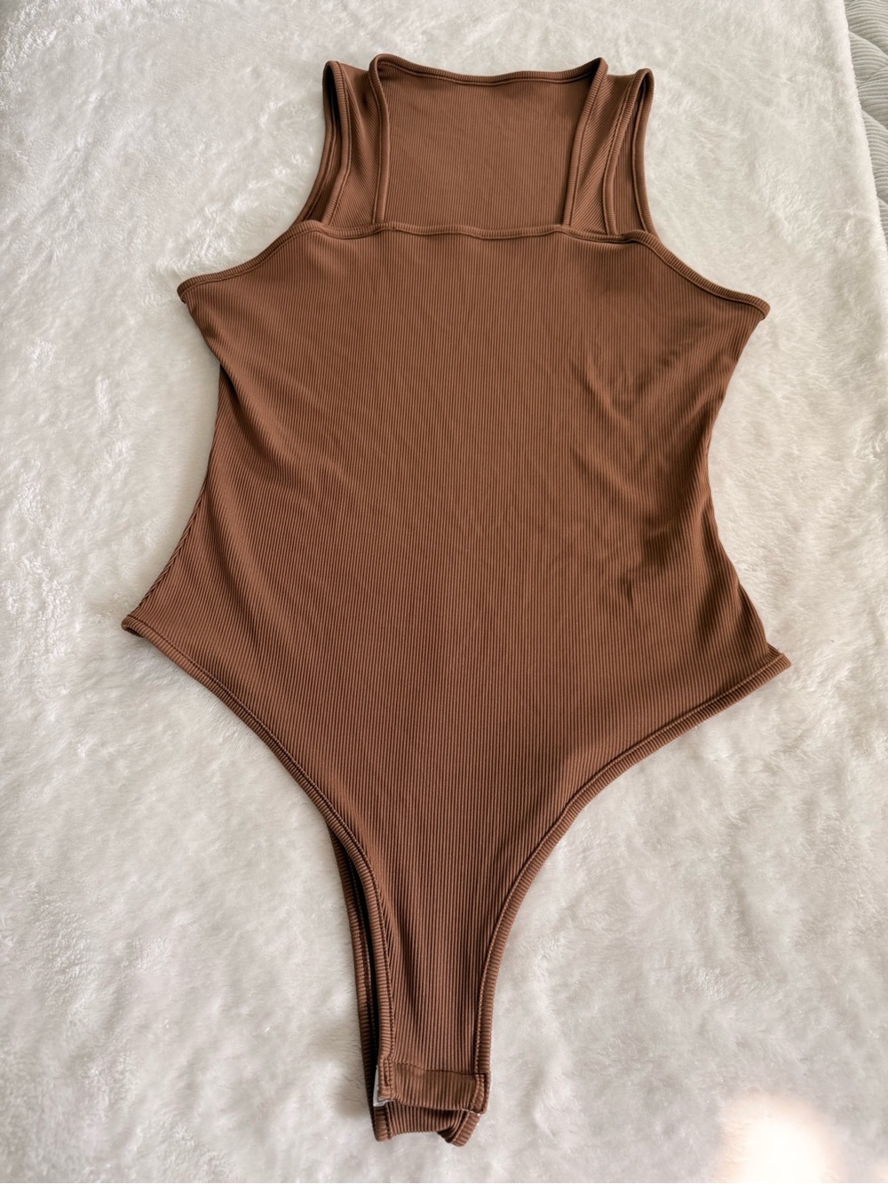SHEIN Brown Ribbed Tank Bodysuit